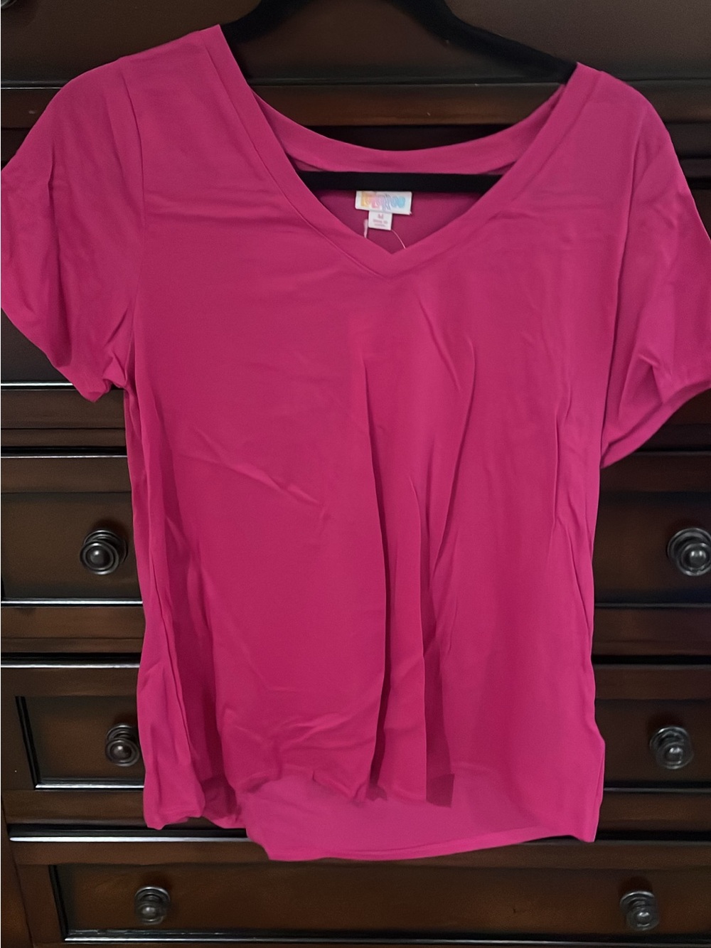 LuLaRoe Short Sleeve V-Neck Tee in Fuchsia